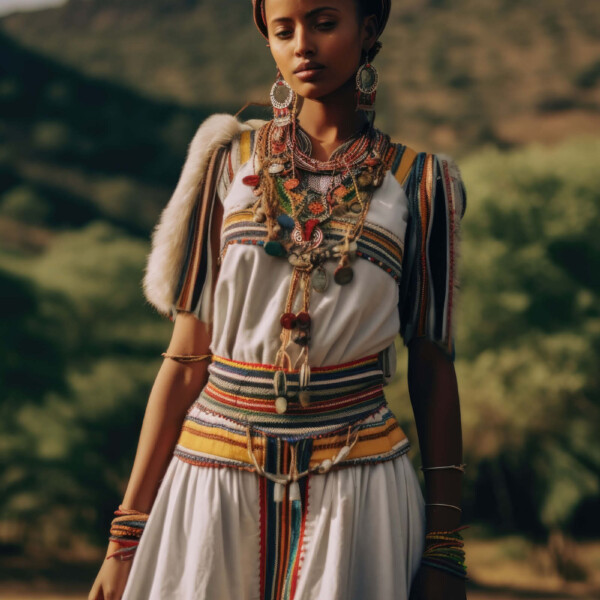 正装しているエチオピア部族の娘