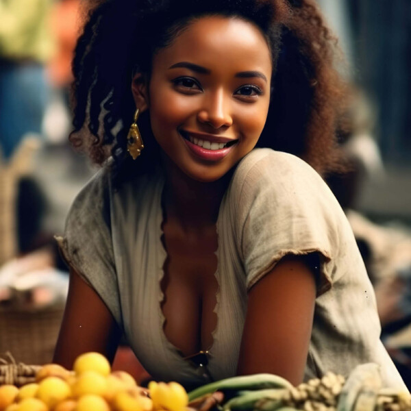 市場で果物を売って暮らすエチオピアの美女