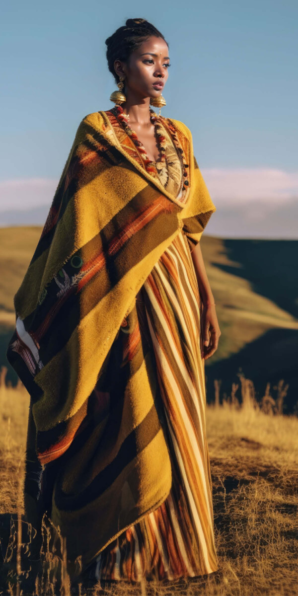 伝統衣装を着た美しいエチオピア人女性