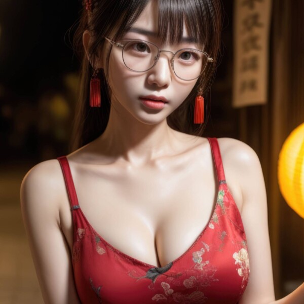 眼鏡をかけた小悪魔系中国人美女