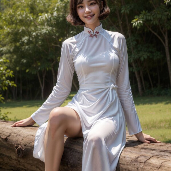 田舎で暮らすベトナムのアオザイ美女