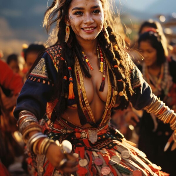 成人の儀式を行う部族の少女