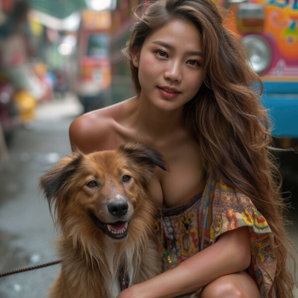 野良犬と美人フィリピン人