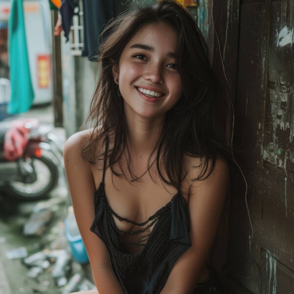 笑顔が可愛い褐色の肌のフィリピン人女性