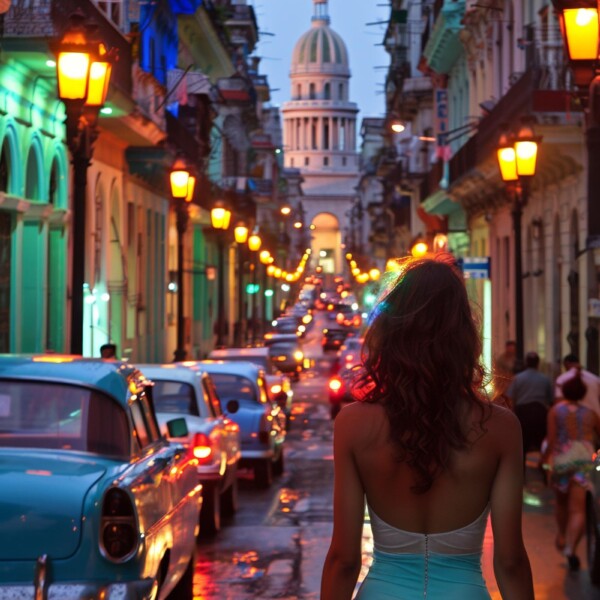 通りを歩くプリっとした尻のキューバ人女性