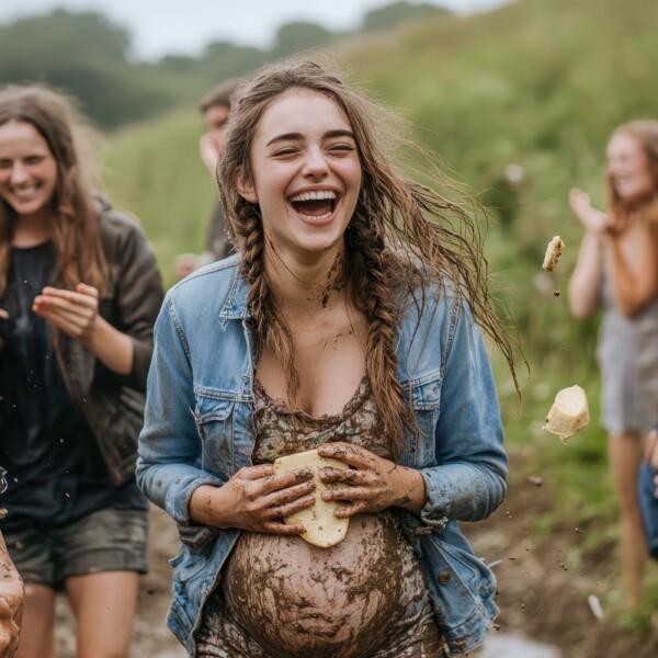 チーズ祭りではっちゃける妊娠中のイングランド美人