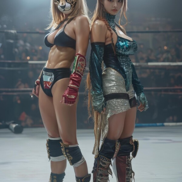 タッグマッチに挑む人気女子プロレスラーペア