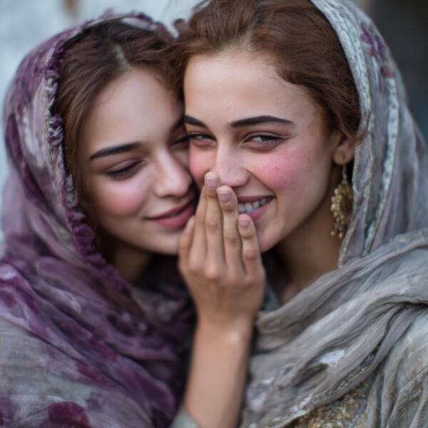 友達とじゃれ合うパキスタンの美少女