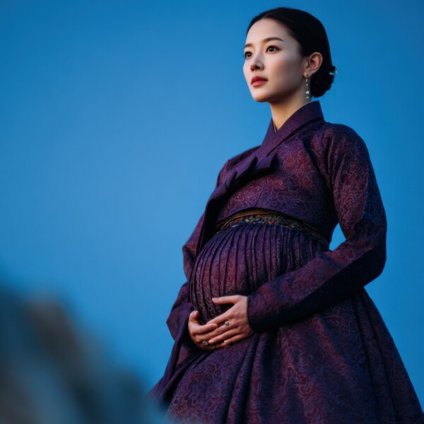 韓服を着用した美しい妊婦