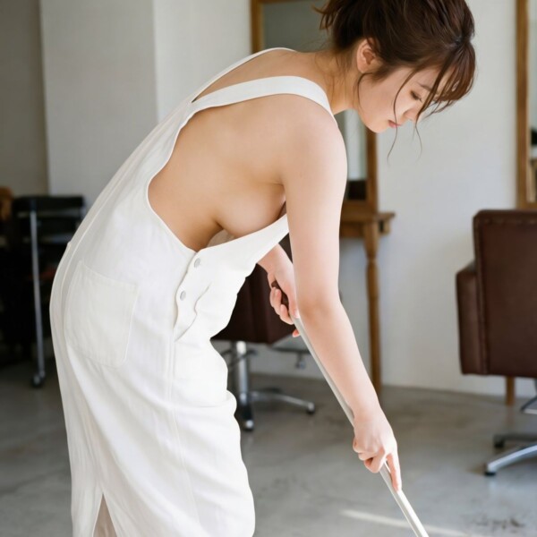 掃除中に乳首が見えそうな表参道の美人美容師
