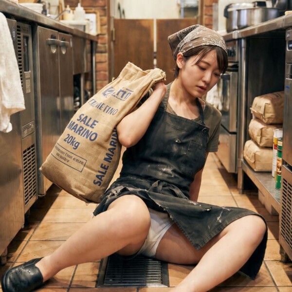 海塩が重すぎて倒れた瞬間に激写されたパンチラ